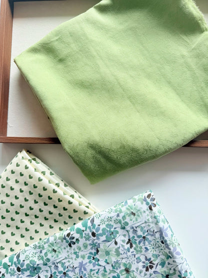 Cotton Jacquard Print Fabric, Green Botanical, for Dresses, Blouses & Scrunchies