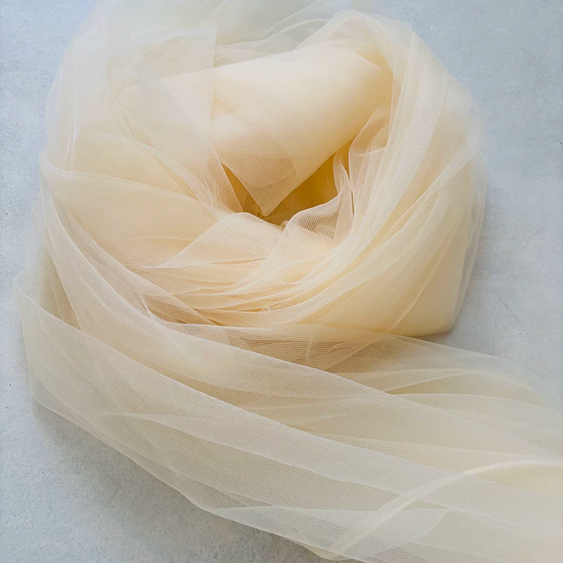 Lightweight Sheer Polyester Tulle Fabric, Soft Netting - Champagne