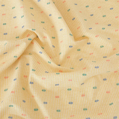 Cotton Clipped Floral Fabric, for Shirts & Dresses - Yellow Check Bean