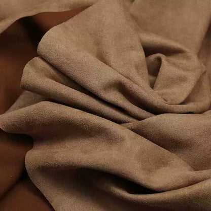 Lightweight Suede Fabric, Soft Brushed Polyester for Bags & Apparel - Khaki