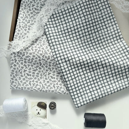 Cotton Print Fabric, Black & White Motifs, for Dollwear, Tablecloths & Scrunchies