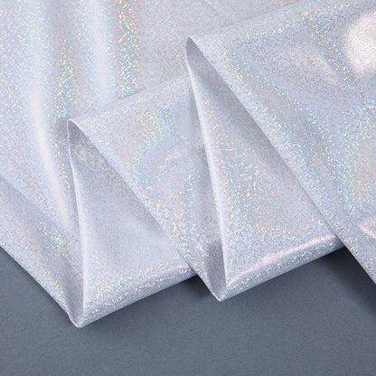 Silver Foil Stretch Stage Fabric, for Live Stream & Stage - White