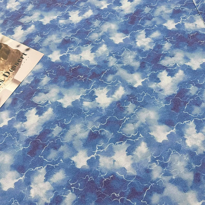 Tie-Dye Indigo Cotton Linen Fabric for Tablecloths & Door Curtains - Tie-Dye Design 4