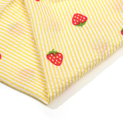 Strawberry Seersucker Fabric By The Yard | 3 Colors, 57" Wide for Children's Wear & Summer Dresses - Yellow