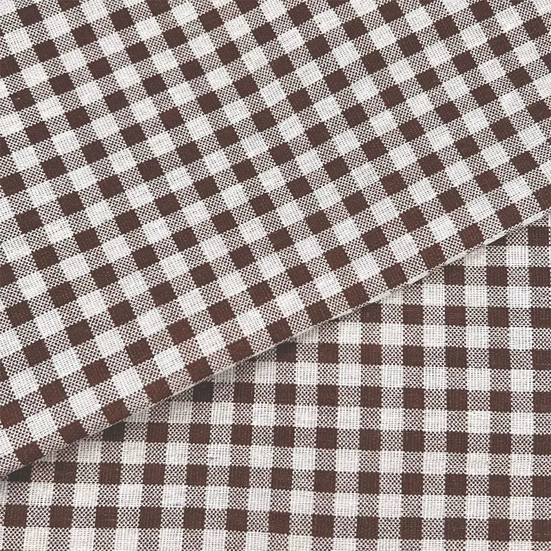Plaid Cotton Linen Fabric for Tablecloths, Sofa Covers & Crafts - Coffee Plaid