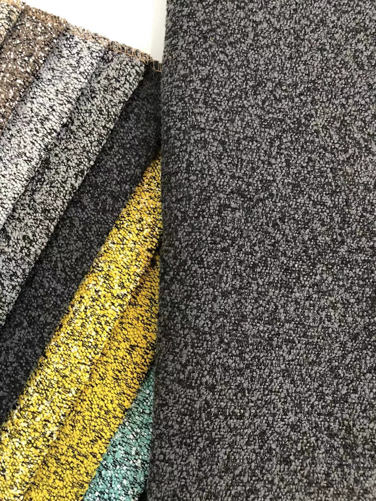 Boucle Loop-Yarn Polyester Fabric, Textured Solid Cloth for Upholstery & DIY - Graphite