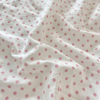 Polyester Crinkle Dot Fabric, for Blouses & Dresses - Crinkle Pink Dot