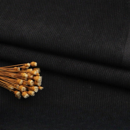 Fine Wale Corduroy Fabric, 16-Wale Solid Cloth for Upholstery & Apparel - Black