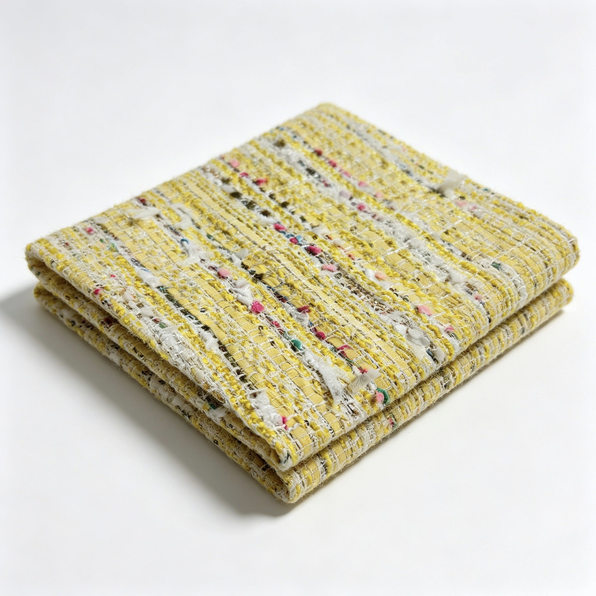 Wool Blend Yellow Tweed Fabric, for Coats & Bags