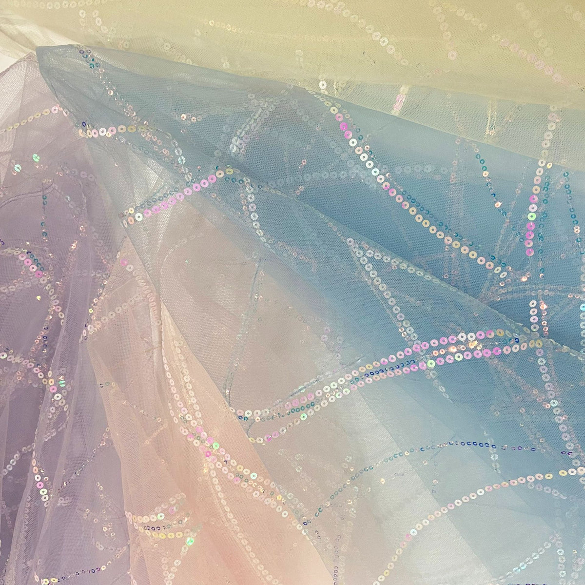 Sequin Embroidery Mesh, Abstract Line, 51 in Wide