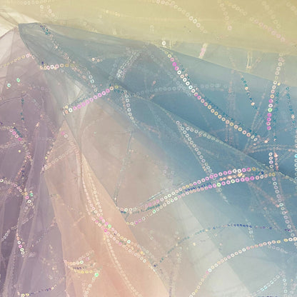 Sequin Embroidery Mesh, Abstract Line, 51 in Wide