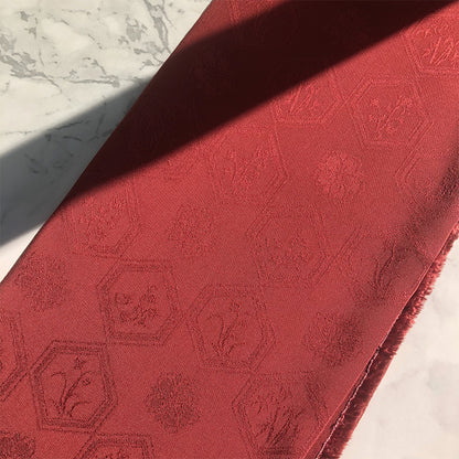 Rayon Floral Jacquard Fabric, for Hanfu & Qipao - Pear Red
