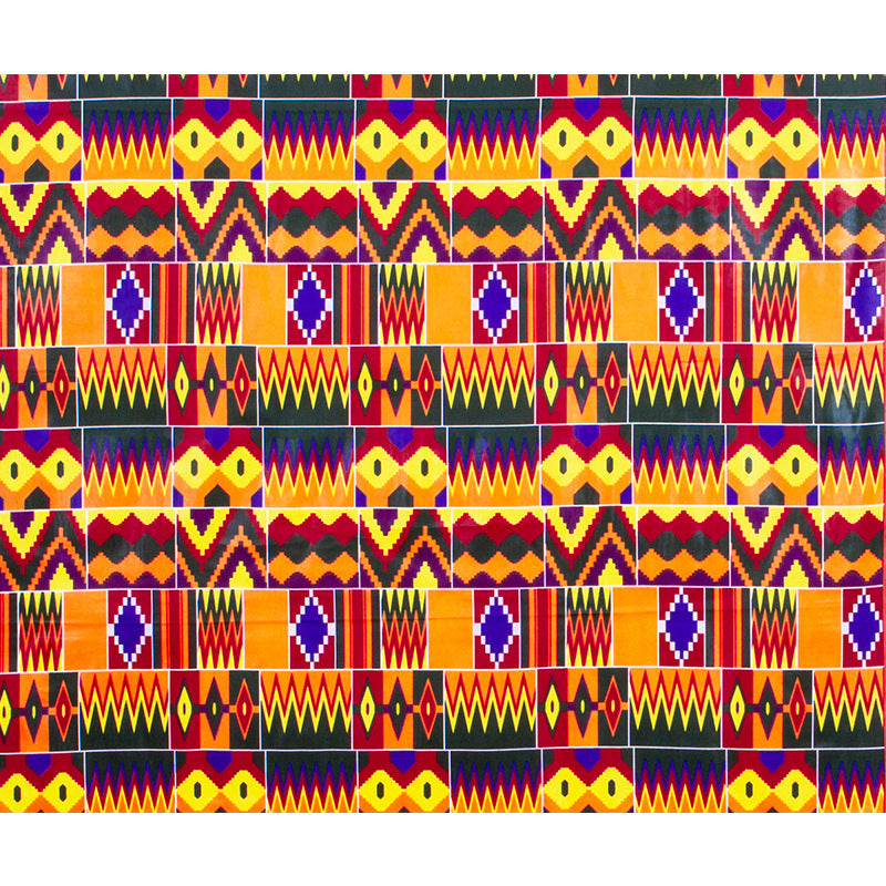 African Wax Print Fabric, Kente Motif Polyester (6 Prints)