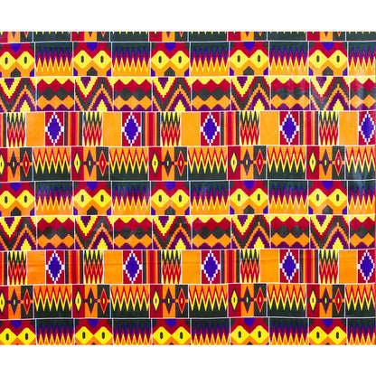 African Wax Print Fabric, Kente Motif Polyester (6 Prints)