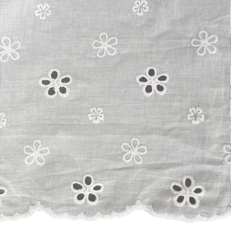 100% Cotton Cutwork Embroidery Fabric, 180 g/m², 130 cm Wide, for Shirts, Curtains & Dresses