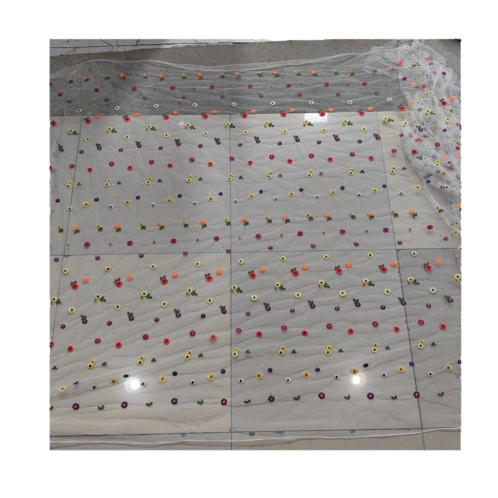 Embroidered Polyester Mesh Fabric, 3 Colors for Lolita & Girls' Dresses