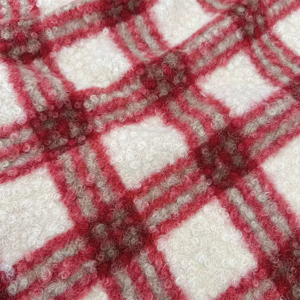 Plush Lamb Fleece Check Fabric, for Blankets & Throws