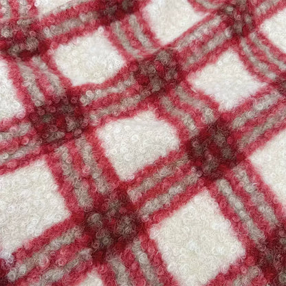 Plush Lamb Fleece Check Fabric, for Blankets & Throws