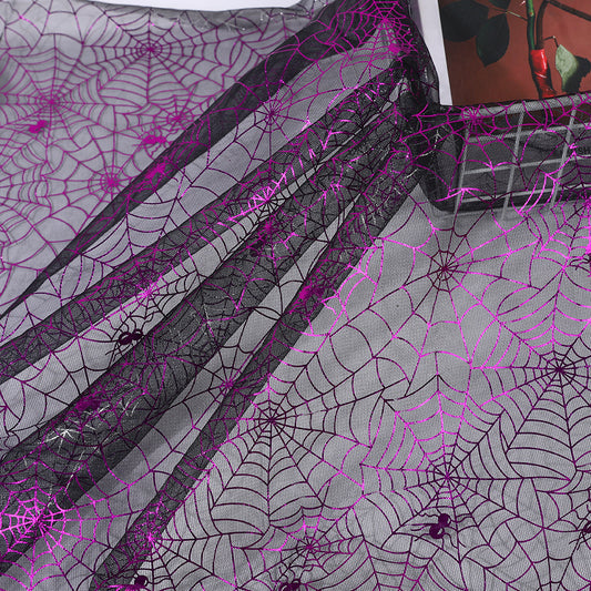 Halloween Spiderweb Sheer Polyester Mesh Fabric, Lightweight