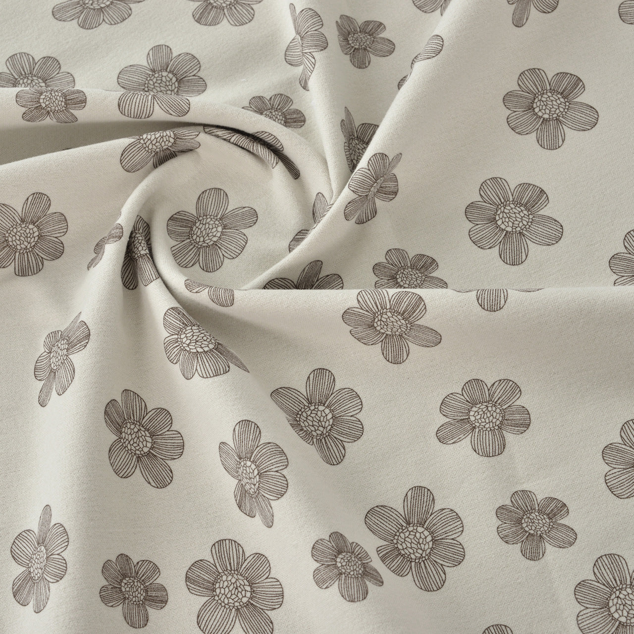 Floral Brushed Cotton Fabric - Dress & Home Decor by the Yard - Line Cluster Floral