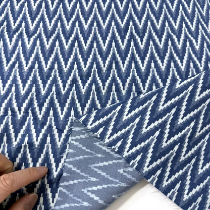 Cotton Denim Fabric, Washed Prints, for Dresses, Shirts & DIY - Wave Curve