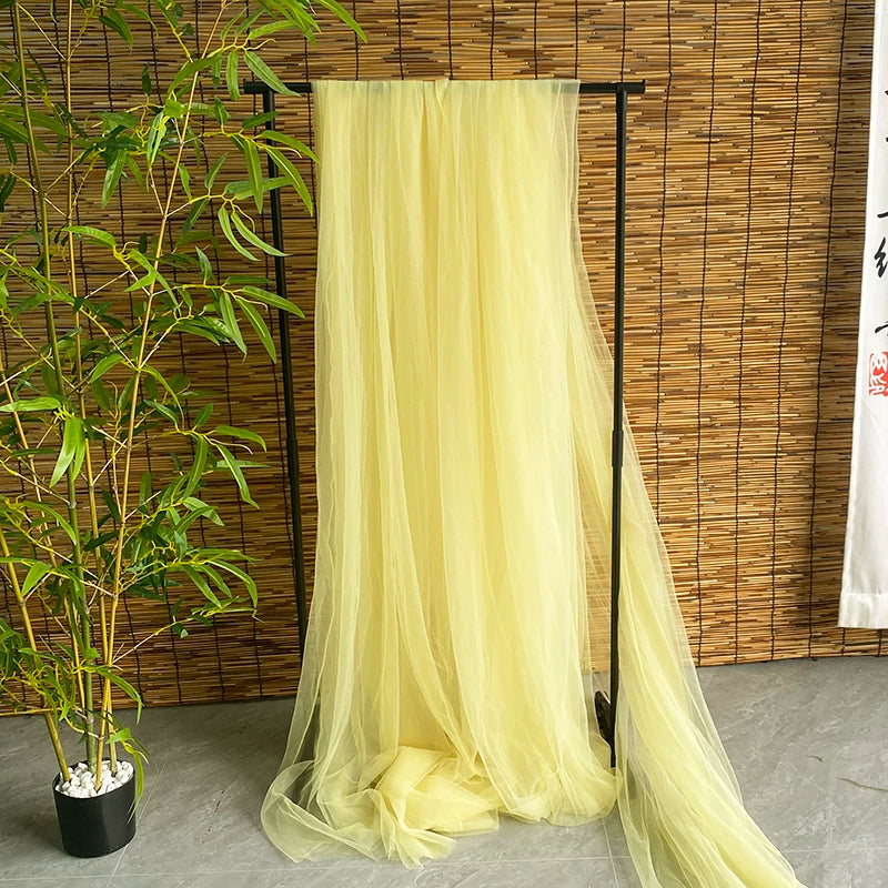 Lightweight Sheer Polyester Tulle Fabric, Soft Netting - Pale Yellow