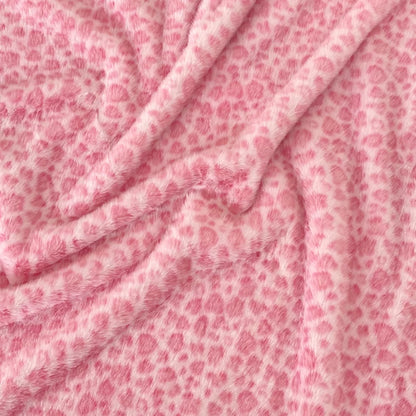 Polyester Leopard Fleece Fabric, for Cushions & Throws - Light Pink
