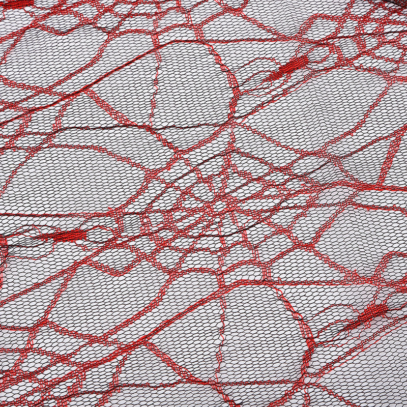 Two-Tone Spider Web Jacquard Mesh Fabric by the Yard - Halloween - White + Black Two-Tone