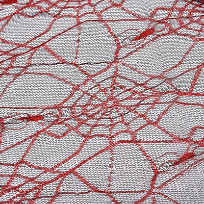 Two-Tone Spider Web Jacquard Mesh Fabric by the Yard - Halloween - White + Black Two-Tone