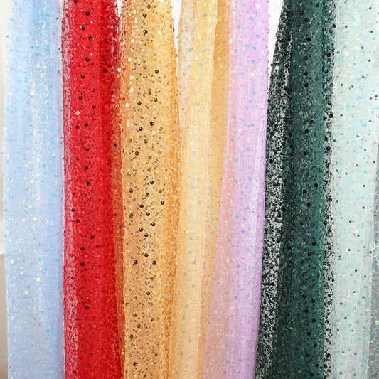 Beaded Embroidery Mesh, Iridescent for Dresses, 51 in Wide