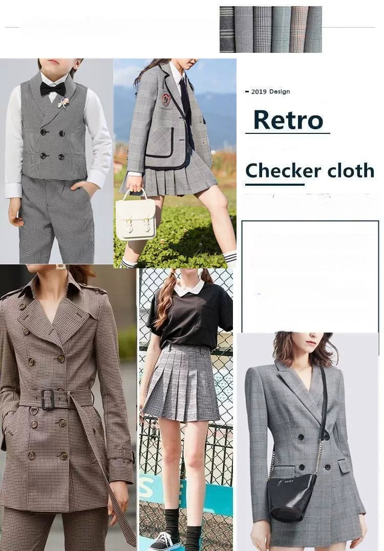 Vintage Houndstooth Stretch TR Suiting Fabric, Wrinkle-Resistant Cloth for Pants & Coats