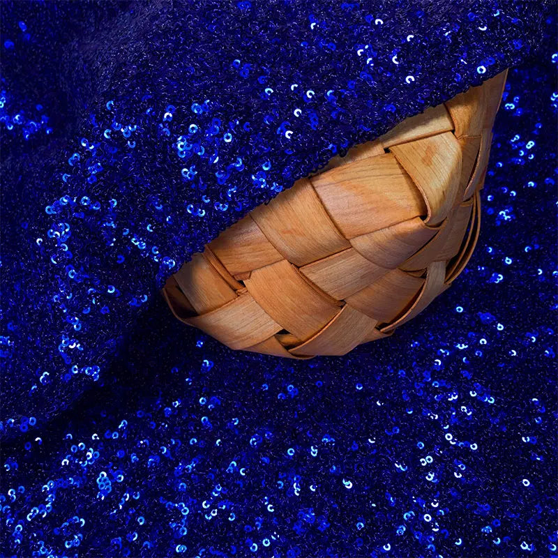3mm Sequin Fabric, Shiny Polyester for Stage Costumes & Backdrops - Royal Blue