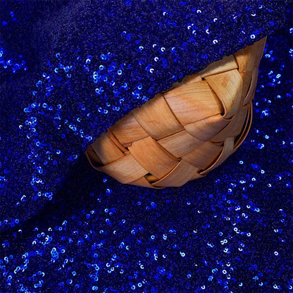 3mm Sequin Fabric, Shiny Polyester for Stage Costumes & Backdrops - Royal Blue