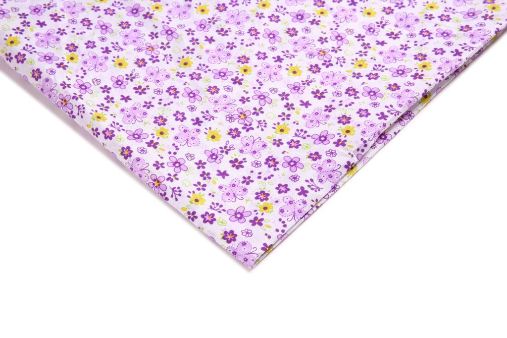 Polyester Butterfly Floral Fabric, for Bags & Picnic Crafts - Purple