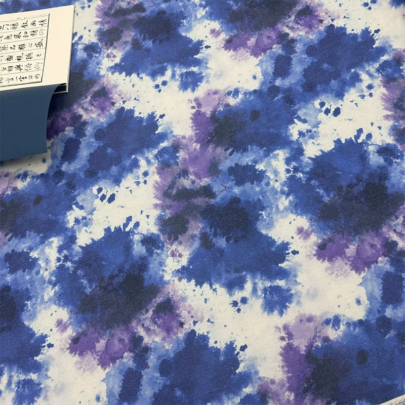 Tie-Dye Indigo Cotton Linen Fabric for Tablecloths & Door Curtains - Tie-Dye Design 8