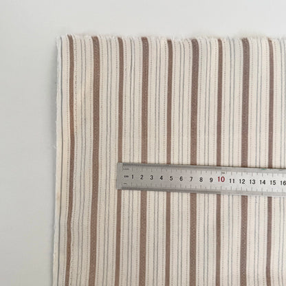 Cotton Shirting Fabric, Retro Stripe & Polka, for Shirts, Skirts & Hair Scrunchies - Coffee Stripe