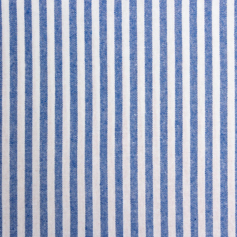 Washed Stripe Woven Cotton Fabric, Fine Stripes for Shirts & Crafts - Light Royal Blue 12