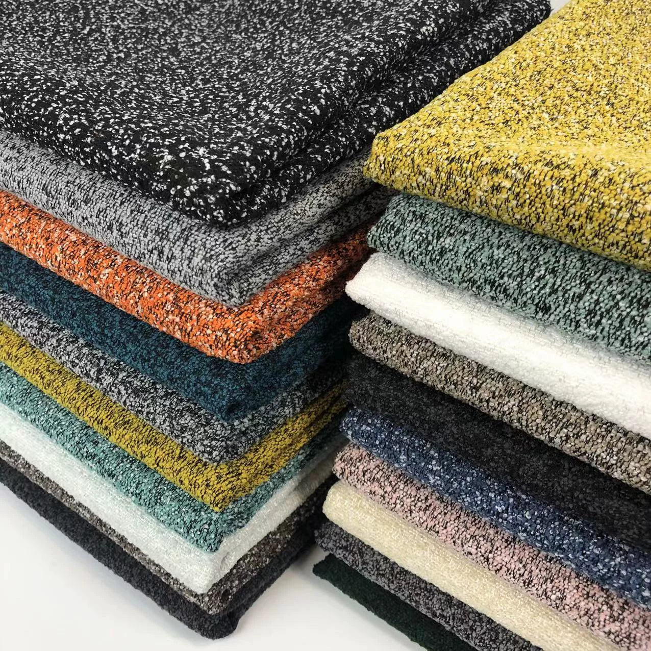 Boucle Loop-Yarn Polyester Fabric, Textured Solid Cloth for Upholstery & DIY