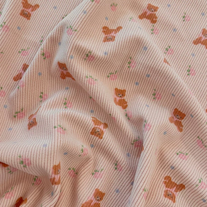 Printed Cotton Corduroy Fabric, for Dresses & Cushions - Corduroy Bear