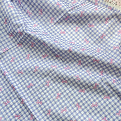 Cotton Gingham Bow Fabric, for Dresses & Sleepwear - Purple Check