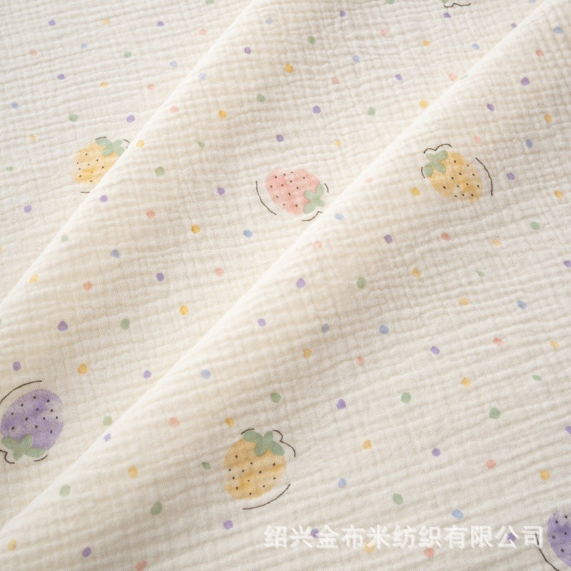 Double Gauze Fabric, Cotton Plaid & Dots (14 Prints) - Strawberry Polka Dot