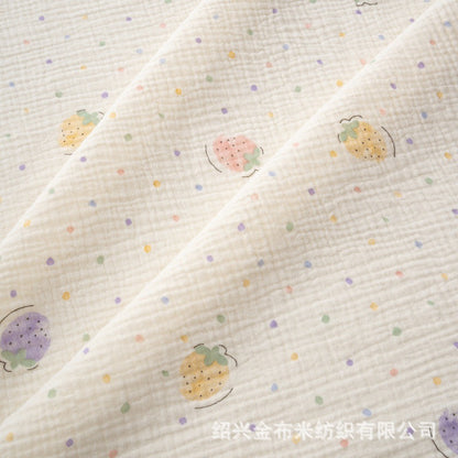 Double Gauze Fabric, Cotton Plaid & Dots (14 Prints) - Strawberry Polka Dot
