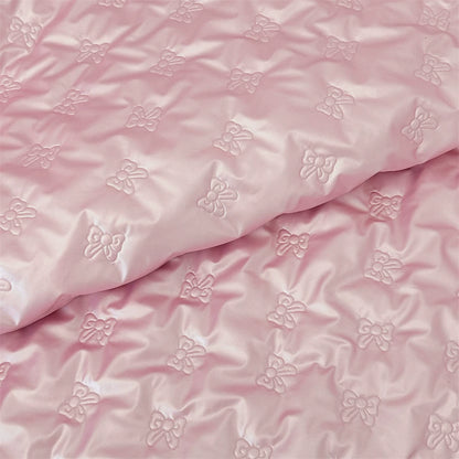 Quilted PU Leather Bow Fabric, for Bags & Vests - PU Bow Pink