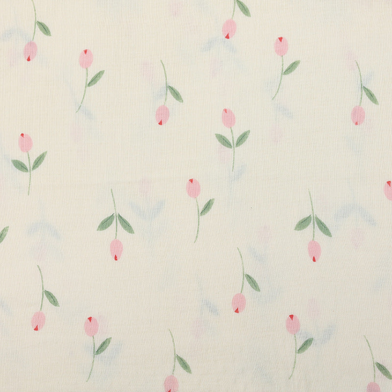 Cotton Double Gauze Fabric, Tulip & Star Prints (6)