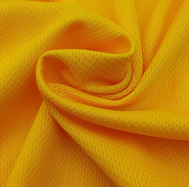 Moisture-Wicking Birdseye Polyester Knit Fabric, 4-Way Stretch - Golden Yellow & Yellow