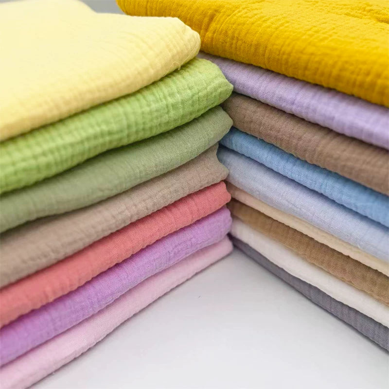 Double-Layer Cotton Gauze Fabric, Soft Crinkle Woven for Loungewear