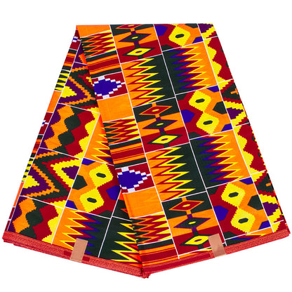 African Wax Print Fabric, Kente Motif Polyester (6 Prints) - 1053