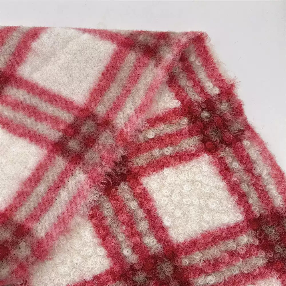 Plush Lamb Fleece Check Fabric, for Blankets & Throws
