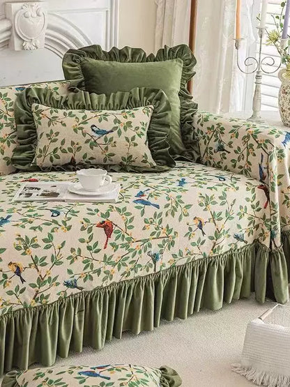 Poly Jacquard Bird & Flower Fabric, for Curtains & Linens