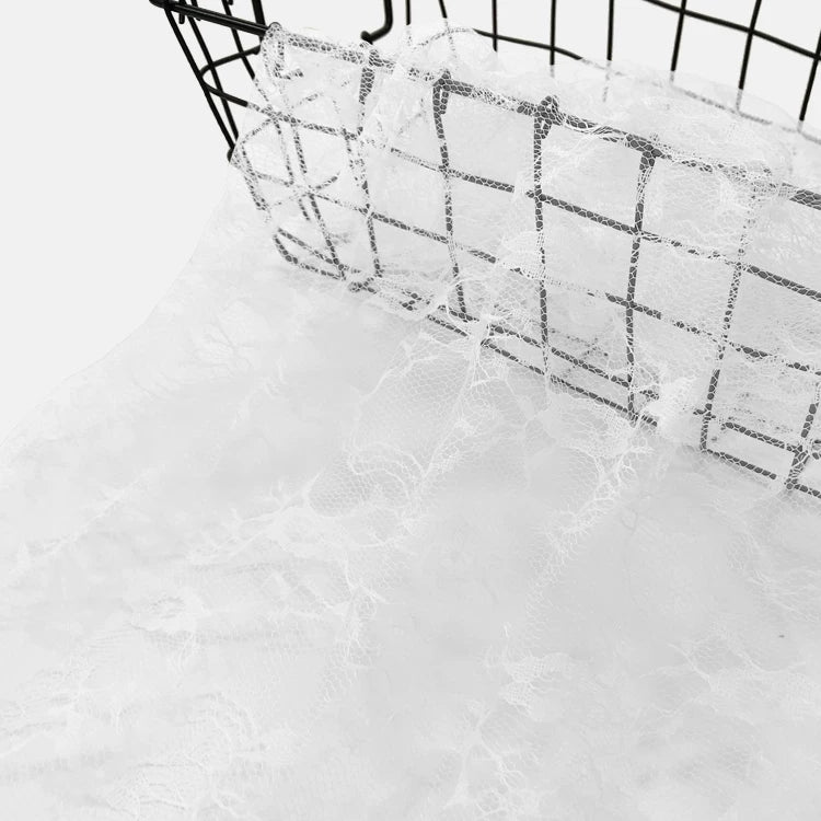 Rose Lace Fabric, Sheer Stretch Net for Weddings & Decor - White